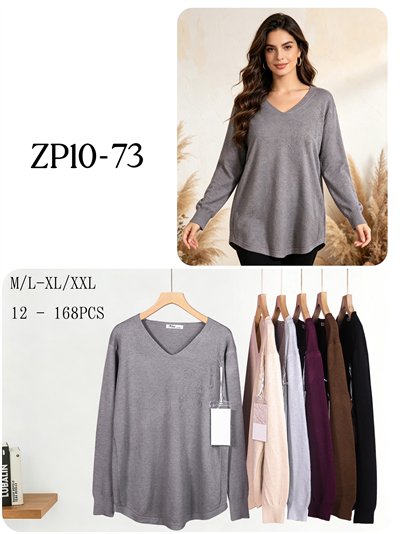 Jersey amplio cuello pico con strass 2
