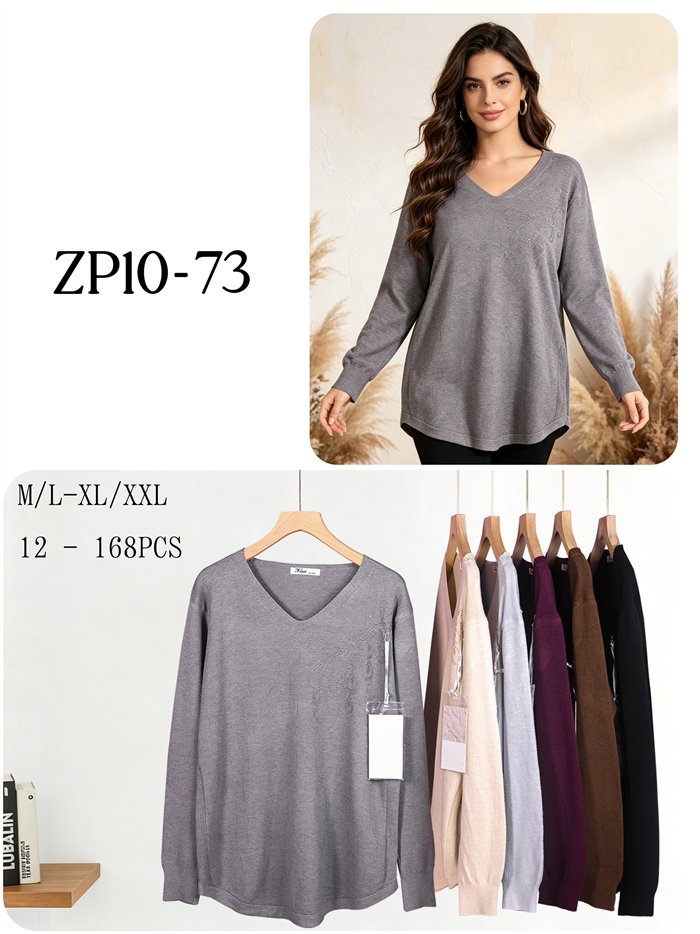Jersey amplio cuello pico con strass