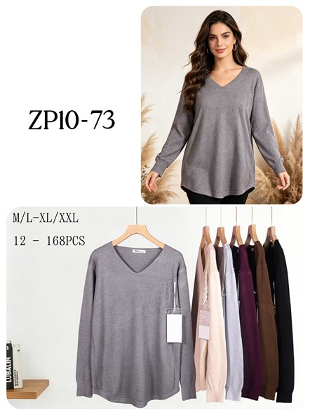 Jersey amplio cuello pico con strass
