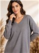 Jersey amplio cuello pico con strass