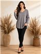 Jersey amplio cuello pico con strass