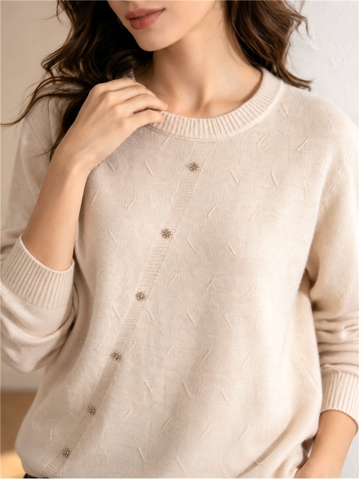 Jersey de punto con botones diagonales