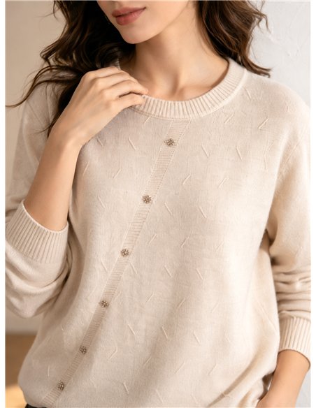 Jersey de punto con botones diagonales