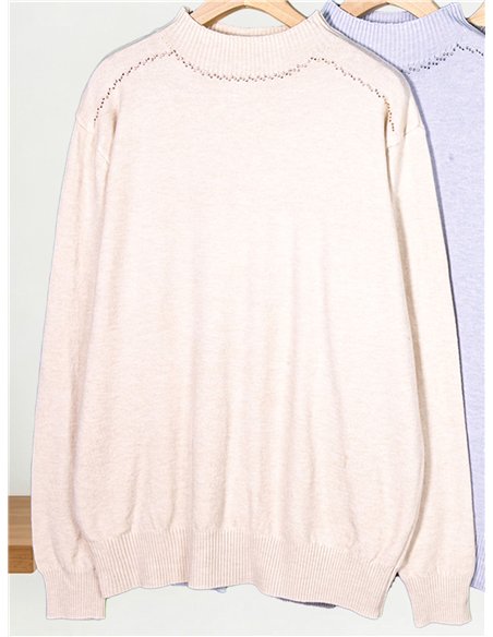 Jersey cuello alto con strass