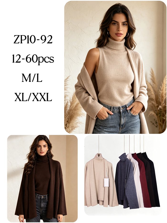 Conjunto cárdigan y top cuello vuelto