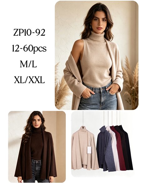 Conjunto cárdigan y top cuello vuelto