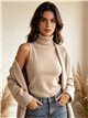 Conjunto cárdigan y top cuello vuelto