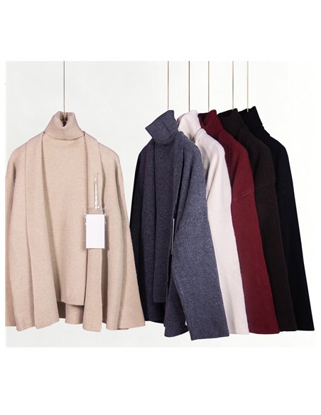Conjunto cárdigan y top cuello vuelto