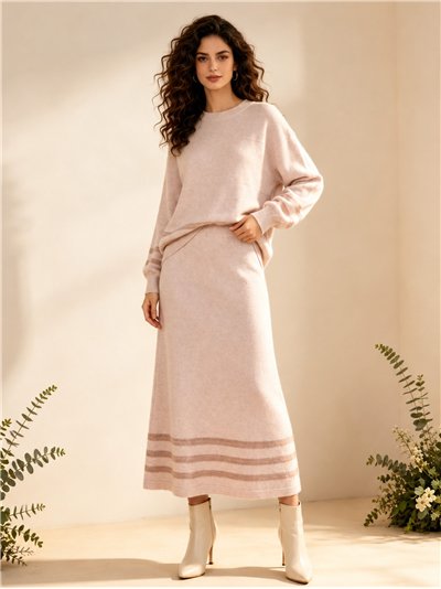 Conjunto Jersey rayas y falda midi