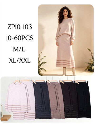 Conjunto Jersey rayas y falda midi 2