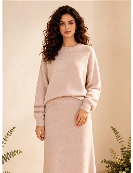 Conjunto Jersey rayas y falda midi