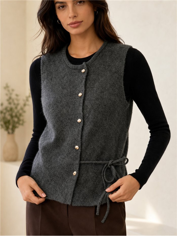 Strickweste mit seitlichem Bindeband