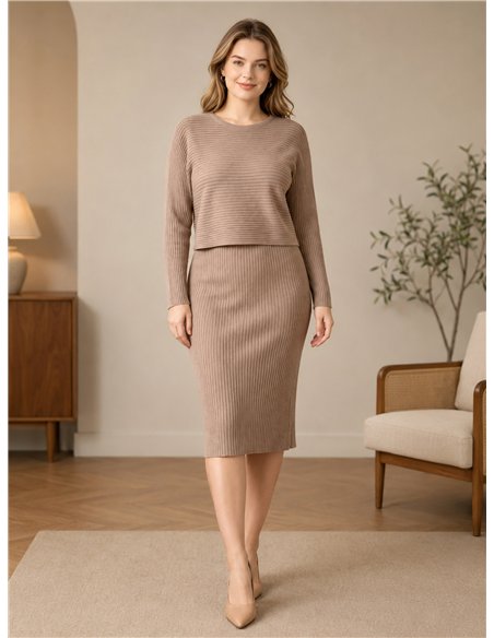 Conjunto Jersey con vestido canalé