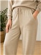 Pantalón wide leg de punto con cordón