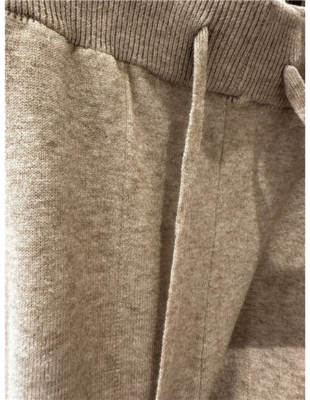 Pantalón wide leg de punto con cordón
