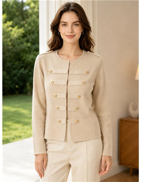 Chaqueta militar de punto con botones dorados