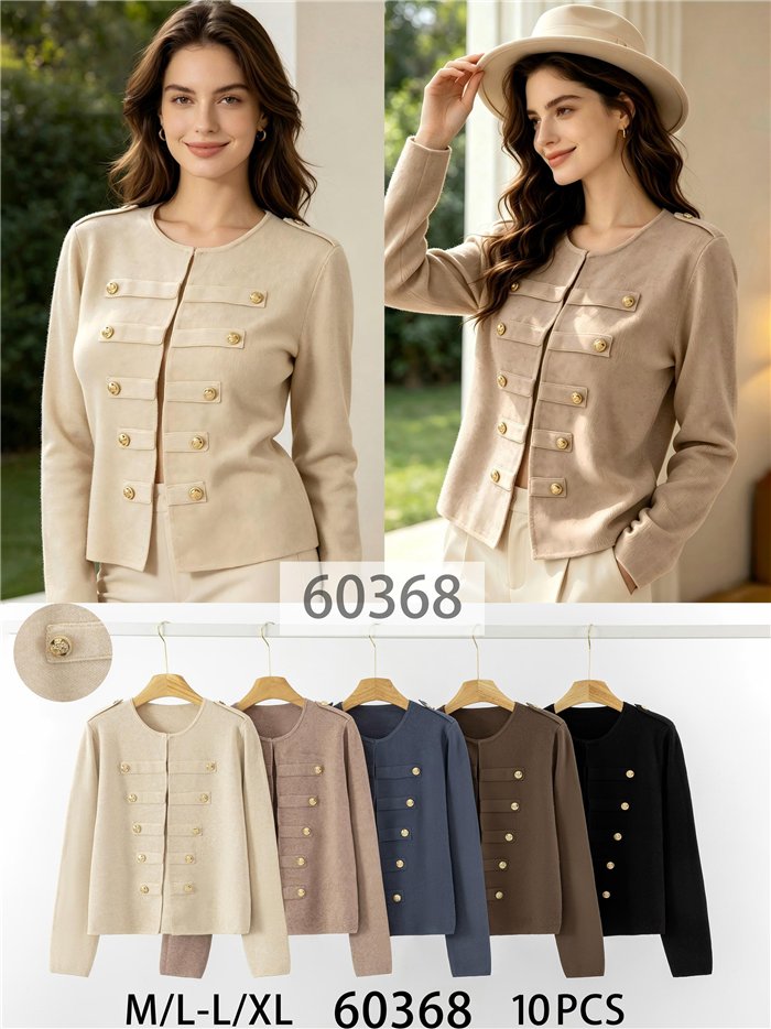 Chaqueta militar de punto con botones dorados