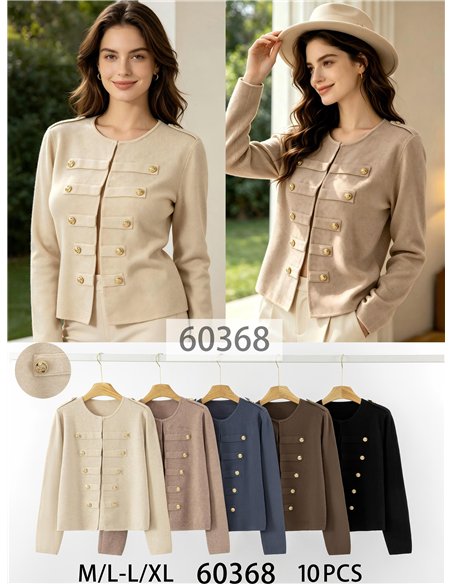 Chaqueta militar de punto con botones dorados