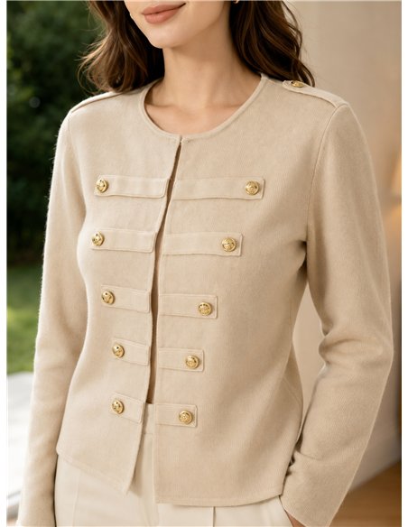 Chaqueta militar de punto con botones dorados