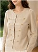 Chaqueta militar de punto con botones dorados
