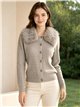 Chaqueta de punto trenzado con cuello pelo