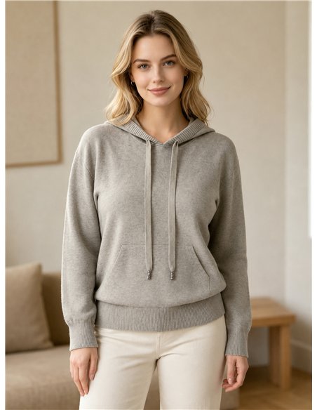 Hooded knit sweatshirt