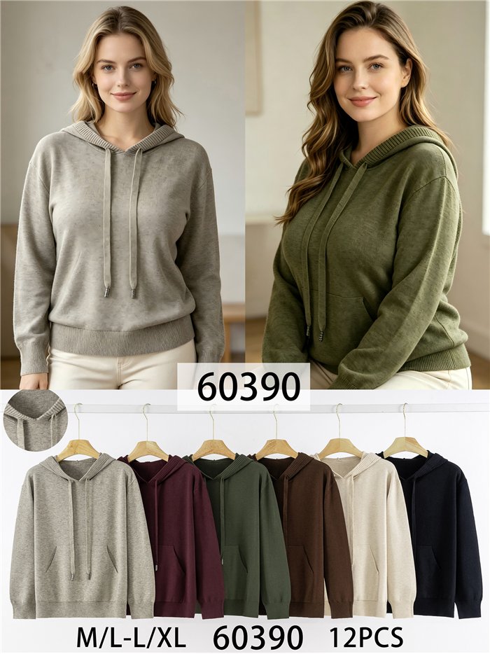 Hooded knit sweatshirt
