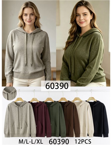 Hooded knit sweatshirt
