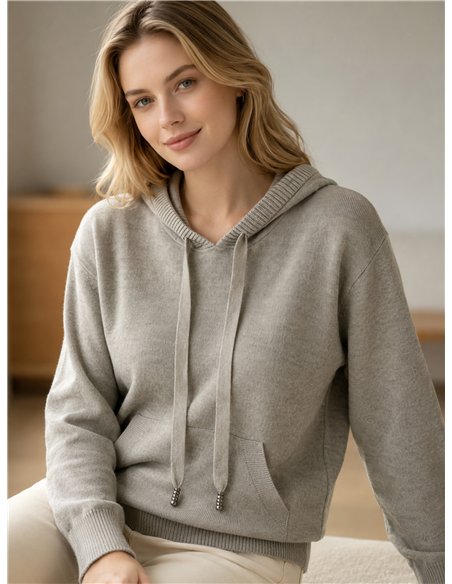 Hooded knit sweatshirt