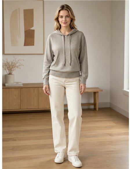 Hooded knit sweatshirt
