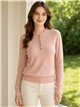 Jersey de punto fino con cuello volante y botones
