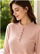 Jersey de punto fino con cuello volante y botones