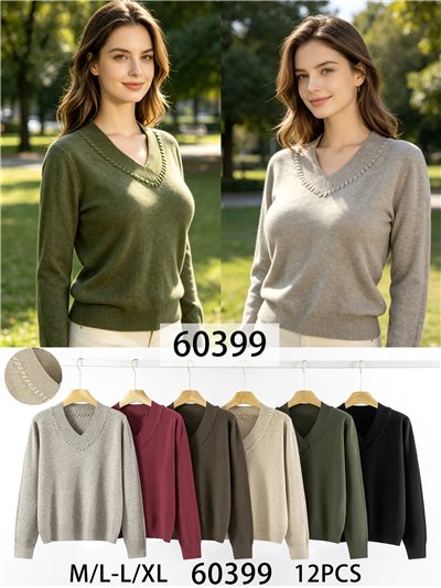 Jersey de punto cuello pico 2