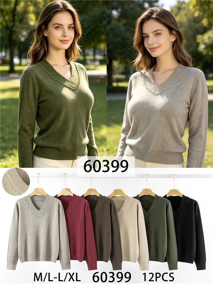 Jersey de punto cuello pico