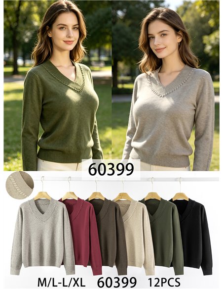 Jersey de punto cuello pico