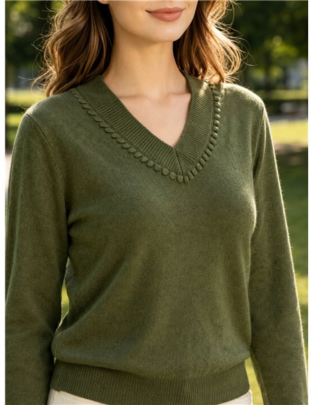 Jersey de punto cuello pico