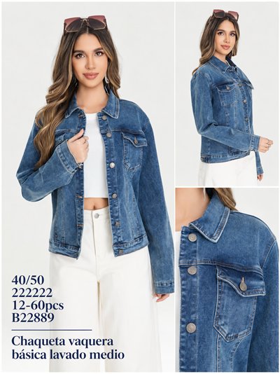 Chaqueta vaquera básica con bolsillos talla grande 2