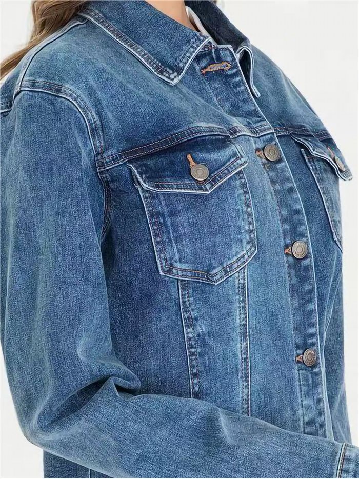 Chaqueta vaquera básica con bolsillos talla grande