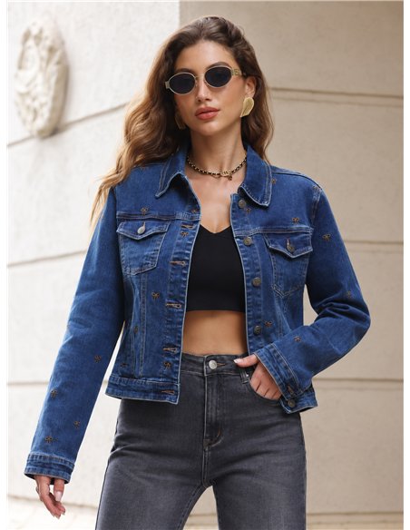 Chaqueta vaquera con bordados de lazos