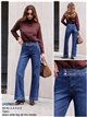 Wide leg jeans with embroidered waistband