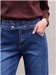 Wide leg jeans with embroidered waistband