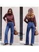 Wide leg jeans with embroidered waistband