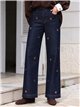 Jeans wide leg con bordados de ositos