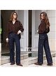 Jeans wide leg con bordados de ositos