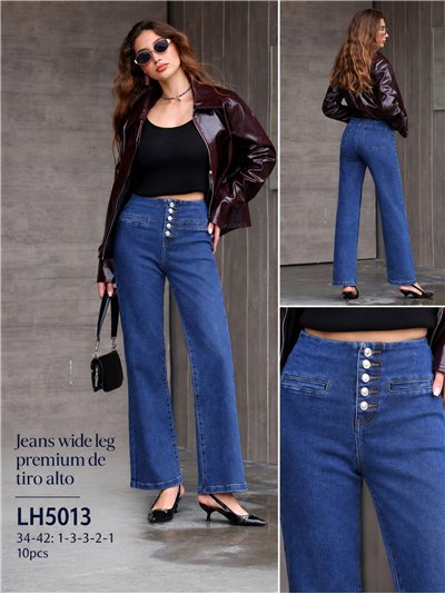 Jeans wide leg con botonadura alta 2