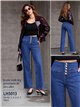 Jeans wide leg con botonadura alta