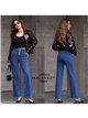 Jeans wide leg con botonadura alta