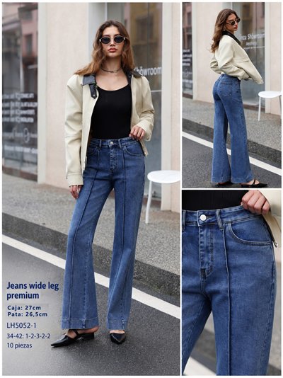 Jeans wide leg con costura frontal 2