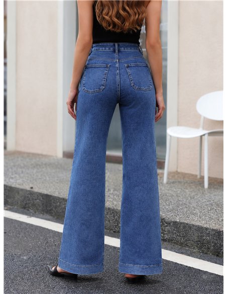 Jeans wide leg con costura frontal