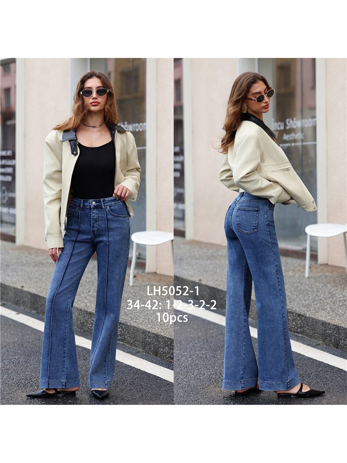 Jeans wide leg con costura frontal